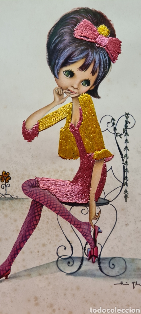 Postkarten: Preciosa postal o l&aacute;mina bordada. Maria Gloria. Tama&ntilde;o grande