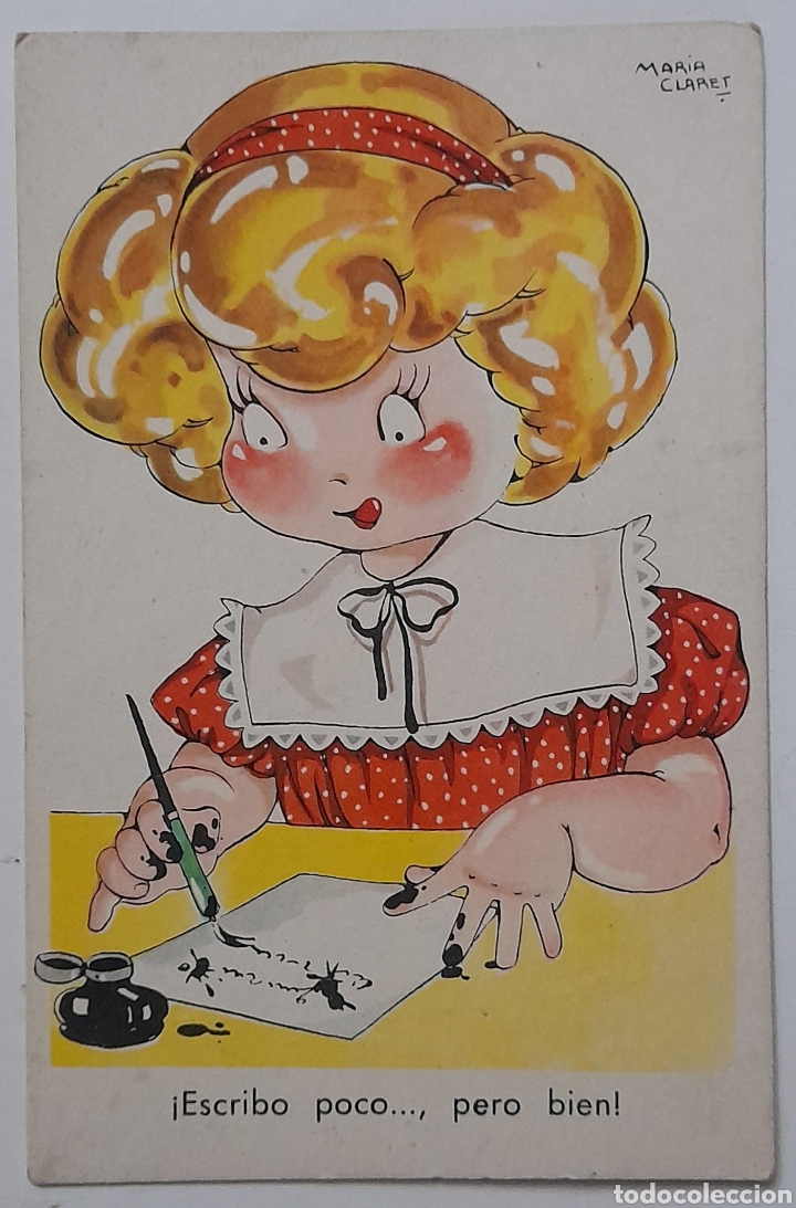 Postales: Postal MARIA CLARET. Escribo poco...pero bien. Colecci&oacute;n MARI-PEPA Serie X No. 3 - dedicada