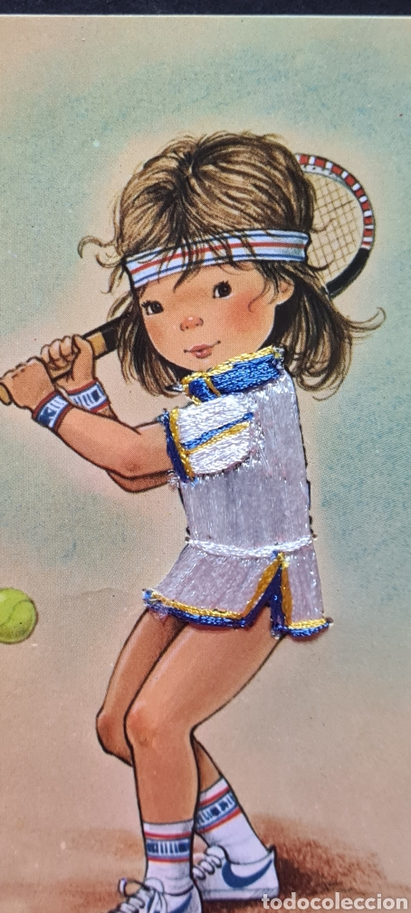 Cartes Postales: Preciosa postal bordada. Mary May. Tenis