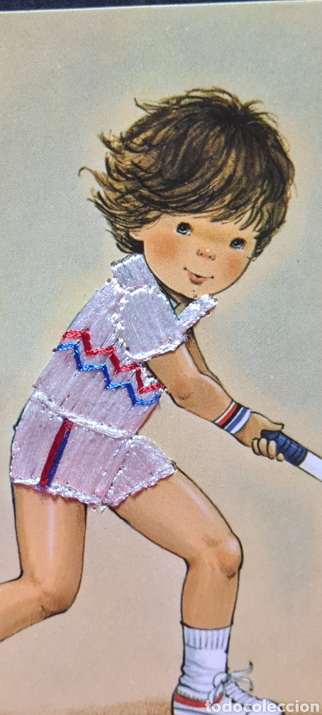 Cartes Postales: Preciosa postal bordada. Mary May. Tenis