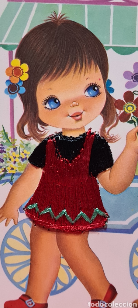 Postais: Preciosa postal bordada. De la Rosa.