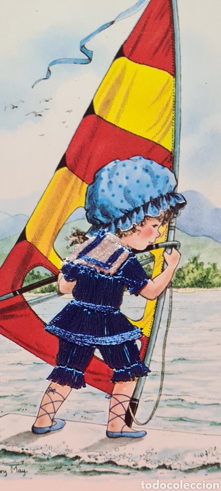 Postais: Preciosa postal bordada. Mary May
