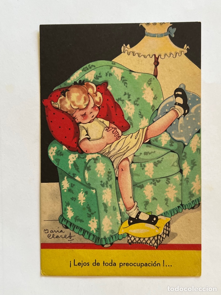 Postales: DIBUJOS Y CARICATURAS. Postal Ilustra Mar&iacute;a Mar&iacute;a Claret. Lejos de toda preocupacion&hellip; Mari Pepa