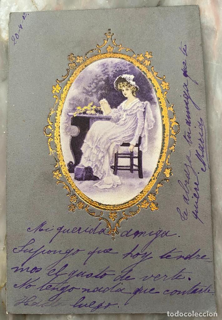 Postales: ART NOUVEAU, ART DECO, POSTAL EN RELIVE, TIPO VIENES, CIRCULADA EN 1902
