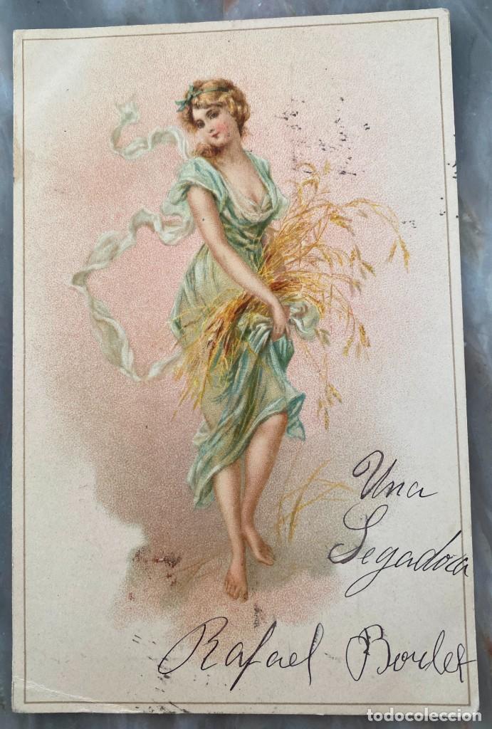Postales: ART NOUVEAU, ART DECO, POSTAL, PRECIOSA NINFA CON RAMO DE ESPIGAS, TIPO VIENES, CIRCULADA EN 1901 UN