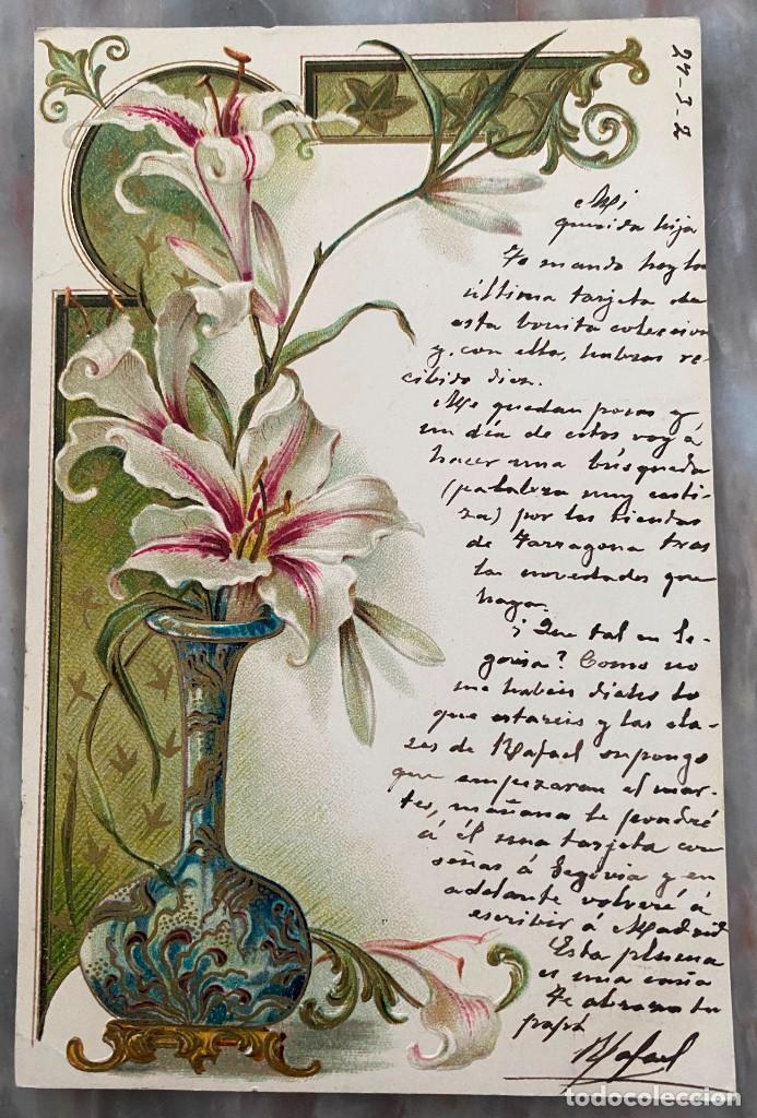 Postales: ART NOUVEAU, MODERNISTA, FLORES, CIRCULADA EN 1902