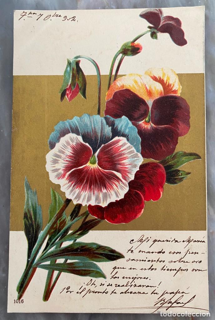 Postales: ART NOUVEAU, MODERNISTA, PENSAMIENTOS, CIRCULADA EN 1902