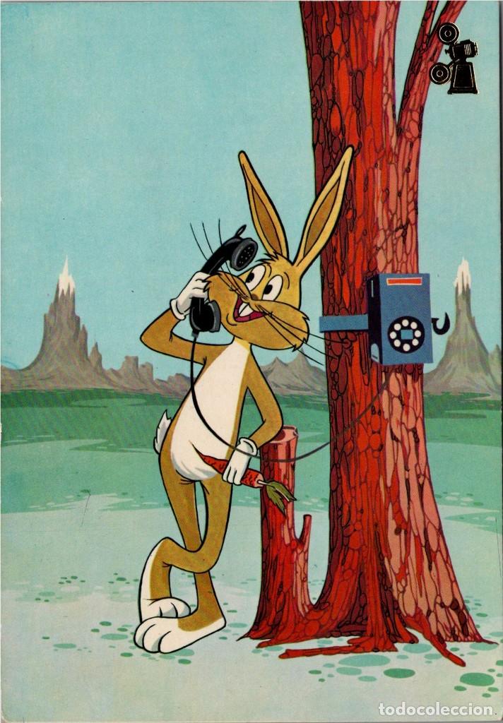 Postais: El Conejo de la Suerte - Warner Bros - Tel&eacute;fono -Precioso Sello - Ed. Postal Color n&ordm; 118 -149x103mm