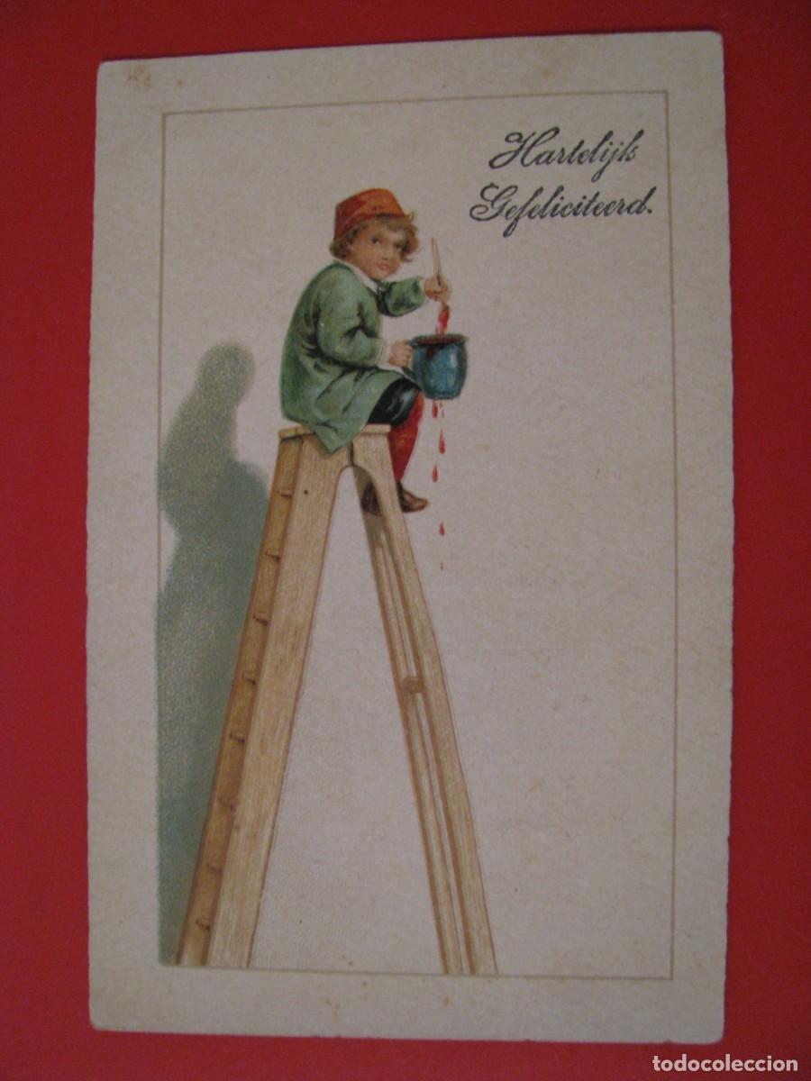 Postais: ANTIGUA POSTAL DE FELICITACI&Oacute;N. PAISES BAJOS. CIRCULADA. 1920.