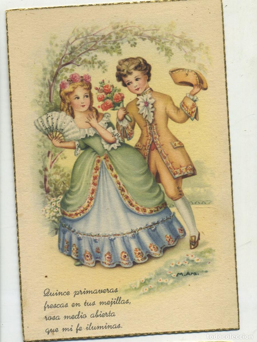 Postkarten: POSTAL PD PABLO DUMMATXEN SERIE 1440 ILUSTRA M, ARA CON ABANICO CON PURPURINA ESCRITA