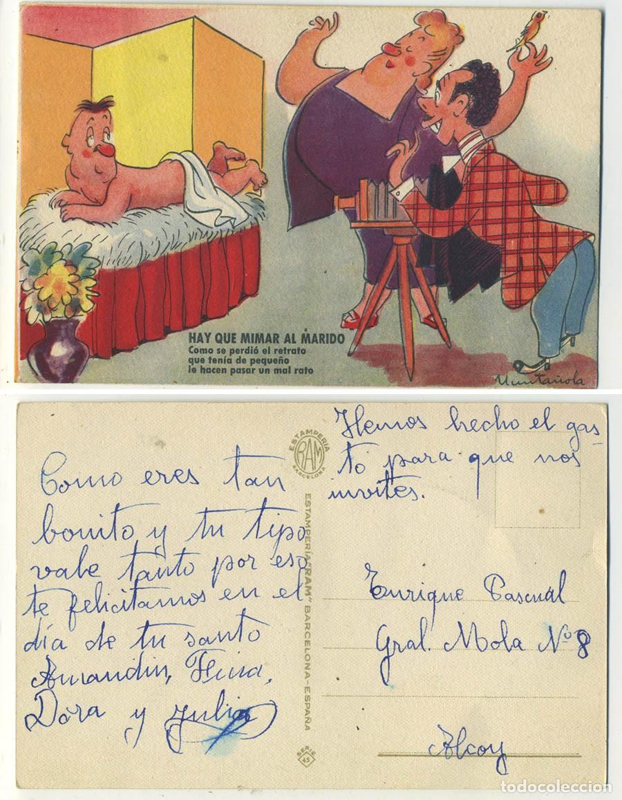 Postkarten: POSTAL ESTAMPERIA RAM ILUSTRA MUNTA&Ntilde;OLA SERIE 45 COMICA HAY QUE MIMAR AL MARIDO ESCRITA