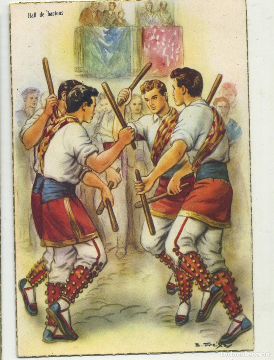 Postkarten: POSTAL FREIXAS SERIE 327 BALL DE BASTONS ESCRITA EN 1956