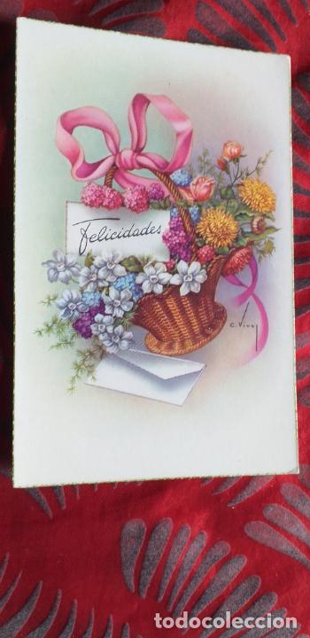 Postkarten: FELICIDADES-V12-135X85mm-POSTAL-FLORES-FELICIDADES
