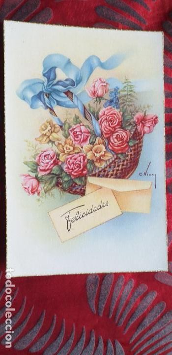 Postkarten: FELICIDADES-V12-135X85mm-POSTAL-FLORES-FELICIDADES