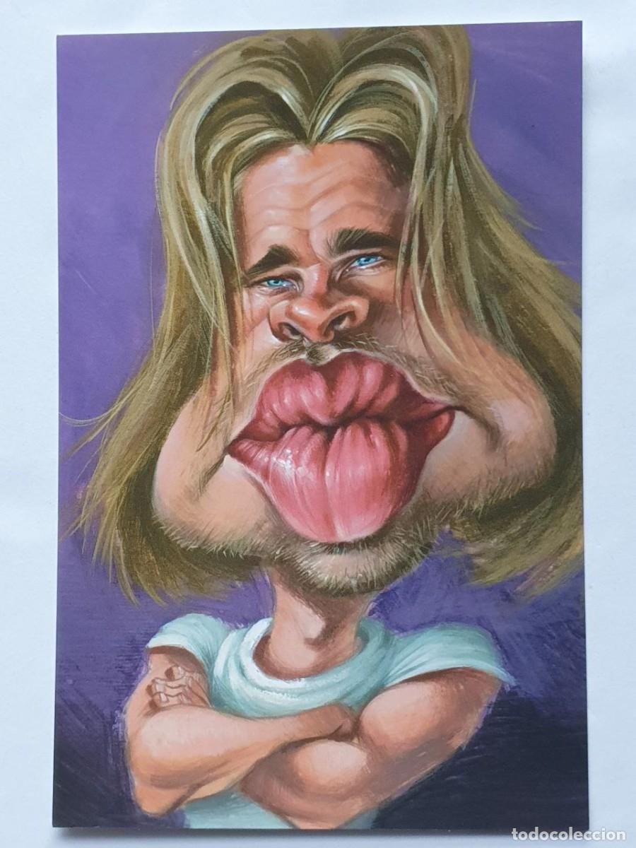 Cartoline: Caricatura &rdquo;BRAD PITT&rdquo; By Joan Vizcarra - Card Postal 10,5x15