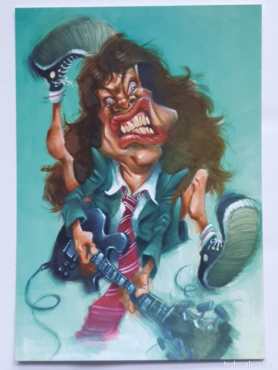 Postcards: Caricatura &rdquo;ANGUS YOUNG - AC/DC&rdquo; By Joan Vizcarra - Card Postal 10,5x15