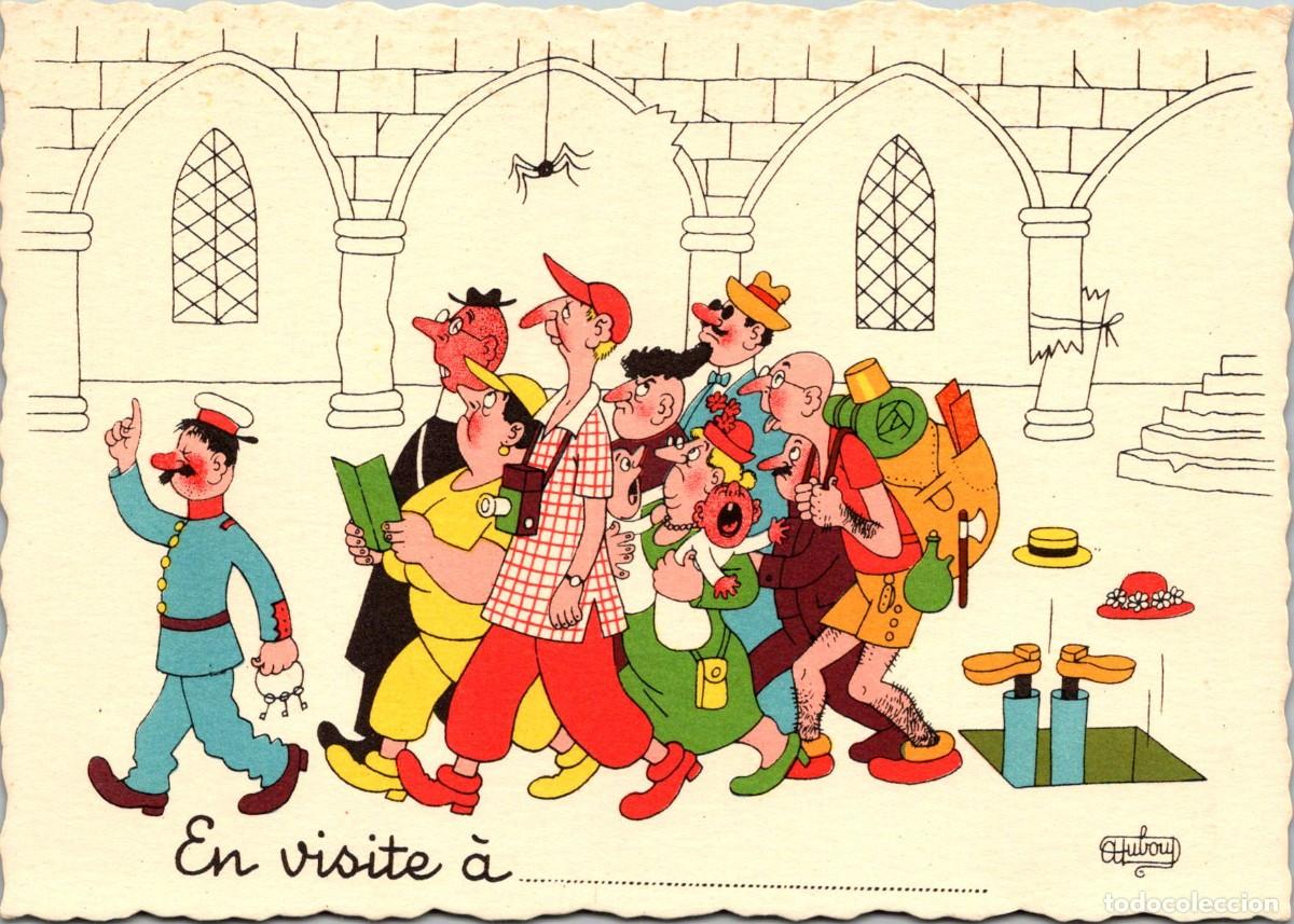 Postkarten: En visite a...........-Ilustra Dubout-Postal Humor&iacute;stica Francesa- Ed. du Moulin n&ordm; 8 A - 148x105mm