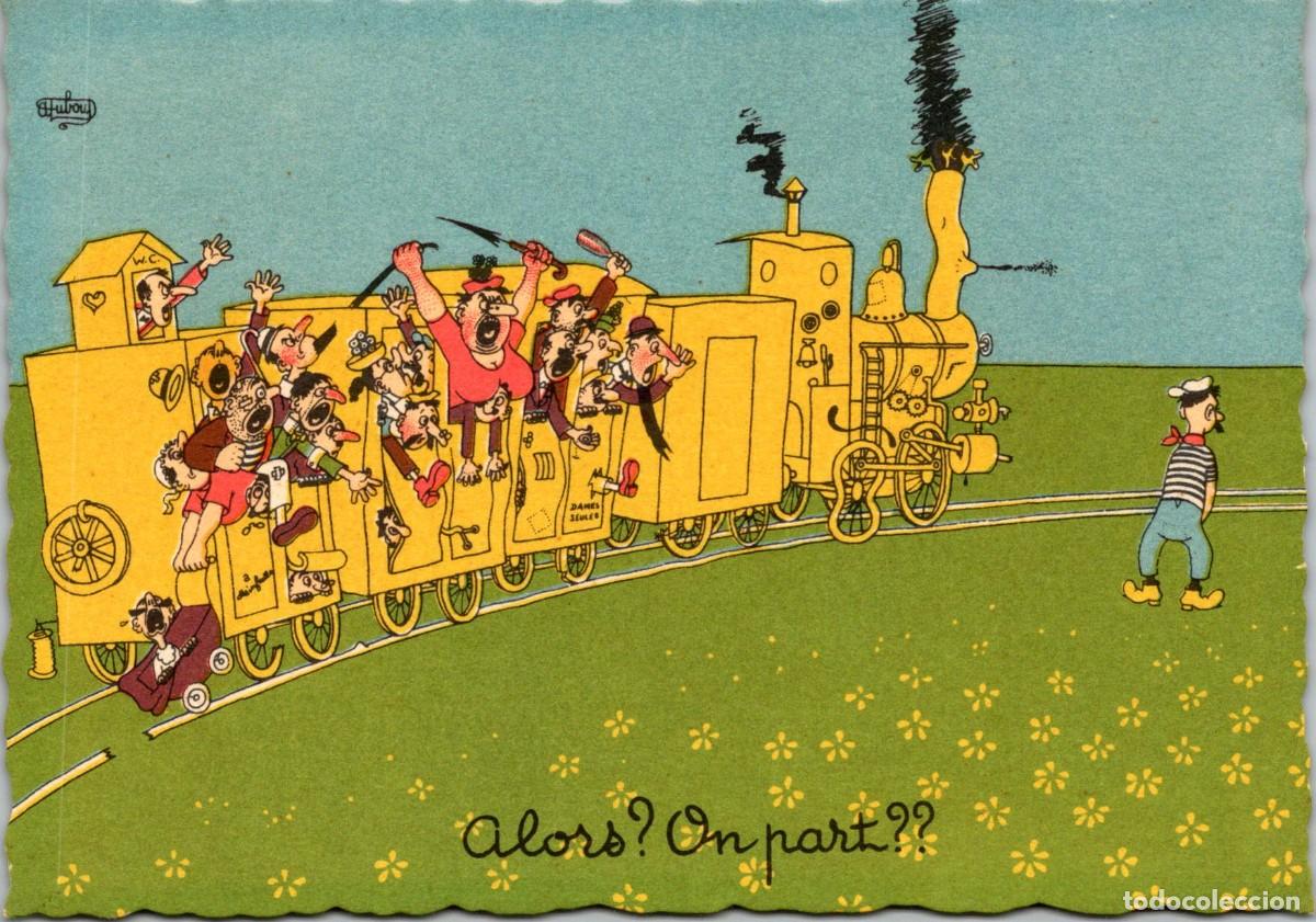Postkarten: Alors? On part?? -Ilustra Dubout-Postal Humor&iacute;stica Francesa- Ed. du Moulin n&ordm; 22 A - 148x105mm