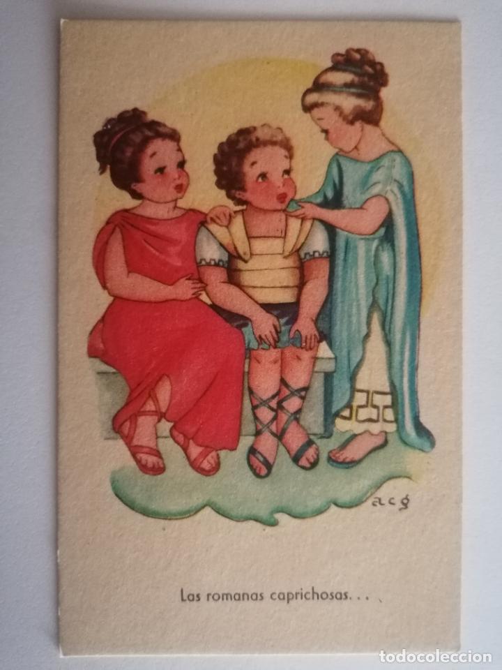 Postkarten: POSTAL INFANTIL, LAS ROMANAS CAPRICHOSAS, EDICIONES M. MONFORT, SERIE 4, ESCRITA A&Ntilde;O 49