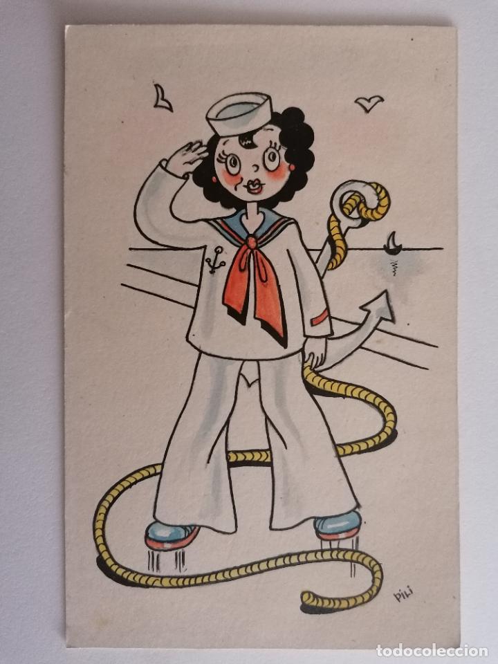 Postais: POSTAL INFANTIL, DIBUJO PILI, ESCRITA A&Ntilde;O 1944