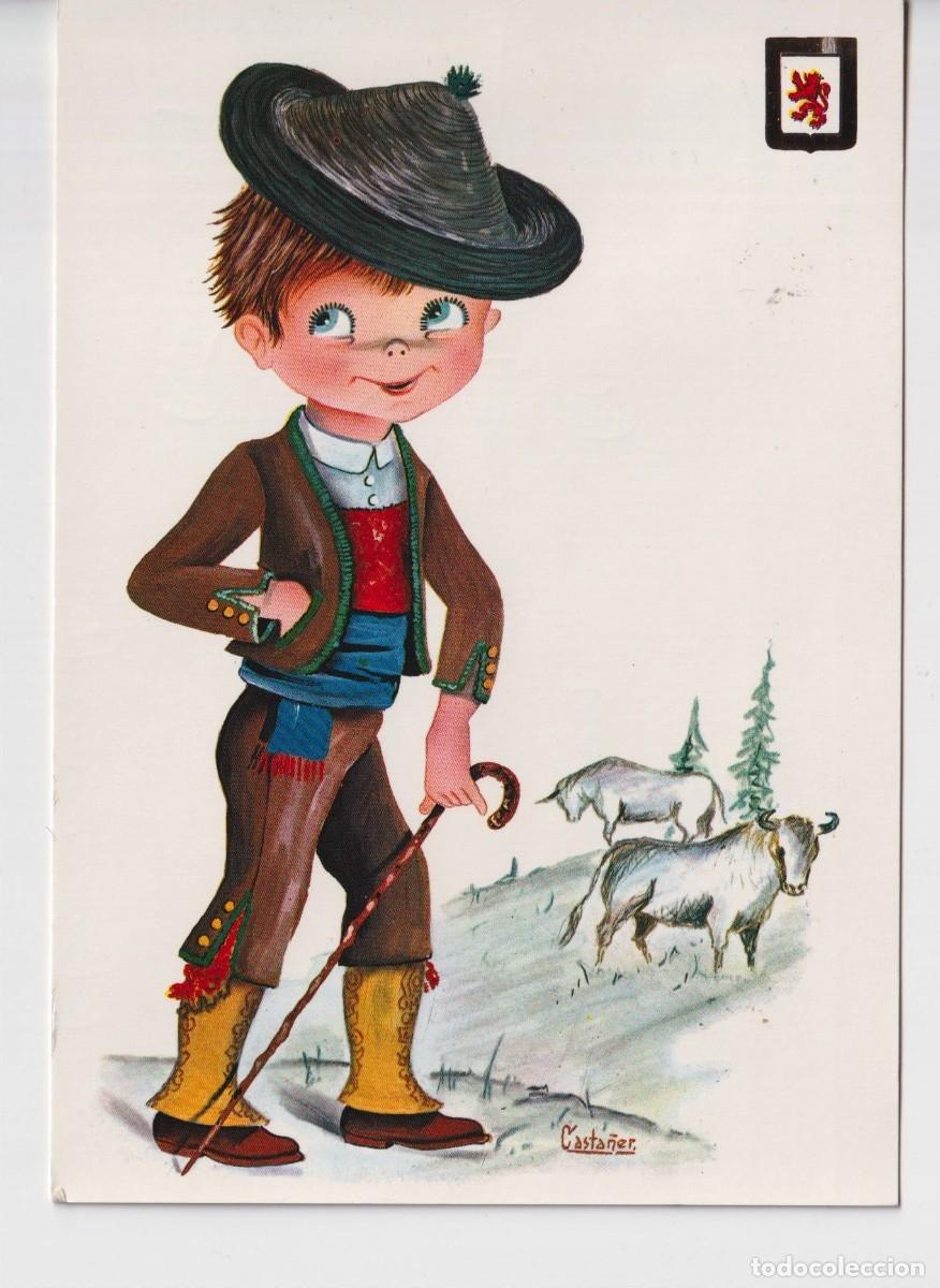 Postkarten: POSTAL DE DIBUJOS NI&Ntilde;O TRAJE TIPICO DE CASTA&Ntilde;ER DE LA CASA ESCUDO DE ORO CIRCULADA