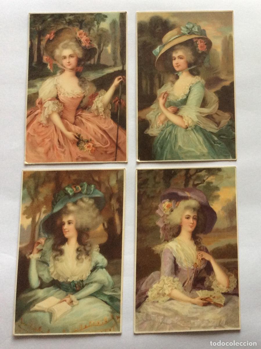 Postales: 4 POSTAL ILUSTRADAS CROMOLITOGRAFIA MEISSNER & BUCH SERIE 1523 DAMAS CON SOMBRERO ART NOUVEAU