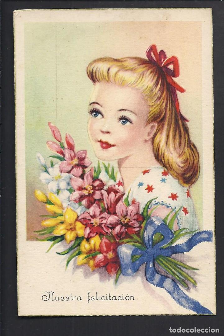 Postais: Postal infantil. Dibujo. Escrita 1949
