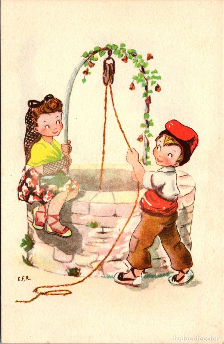 Postkarten: Catalanes sacando agua del pozo - Ilustra E. F. R. - Ed. C M B - Serie n&ordm; 86 - 138x89mm