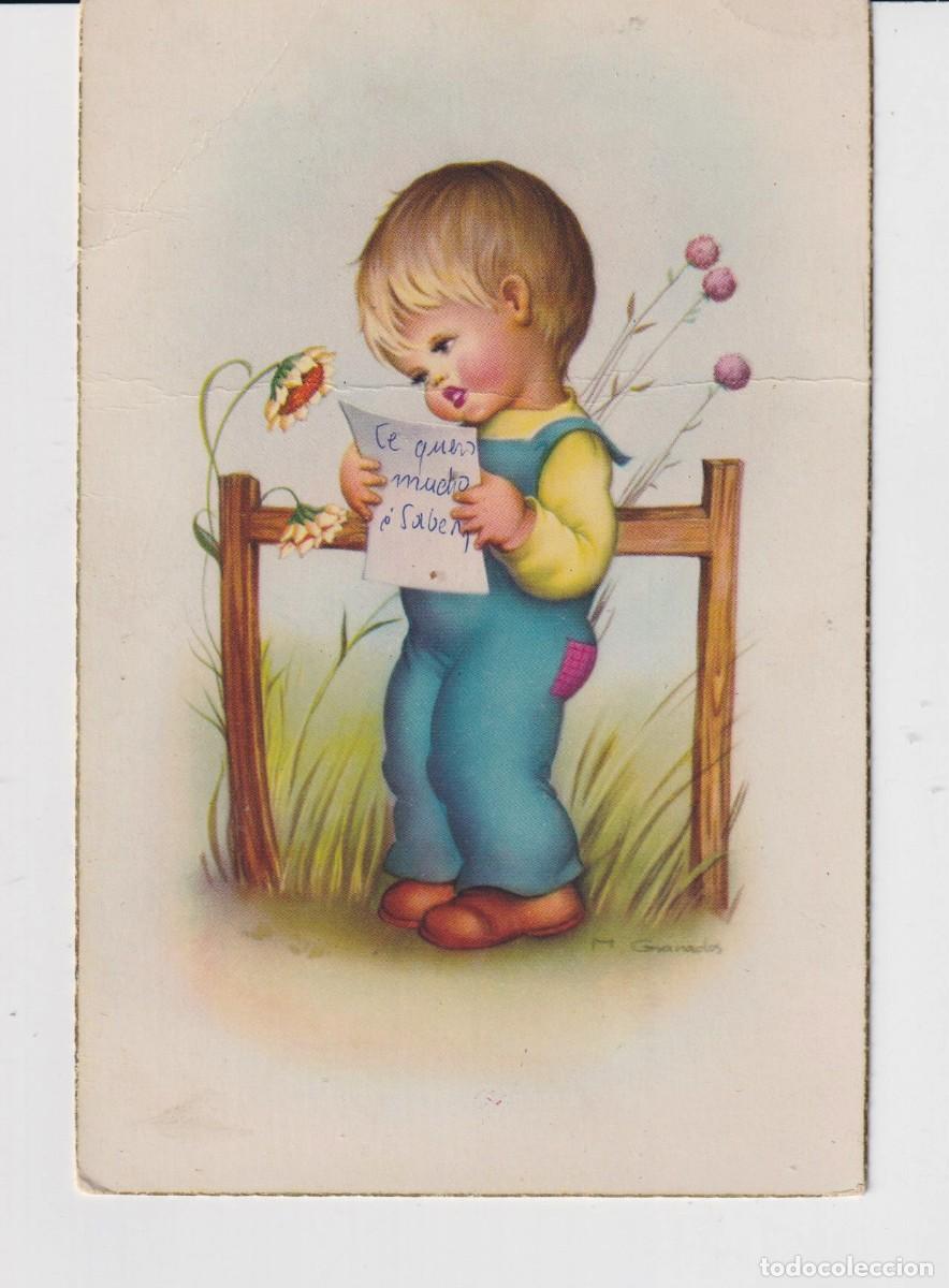 Postales: POSTAL DE DIBUJOS NI&Ntilde;O CARTA EN LAS MANOS CIRCULADA EL A&Ntilde;O 1963