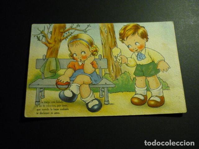 Cartoline: NI&Ntilde;OS CON HELADO POSTAL