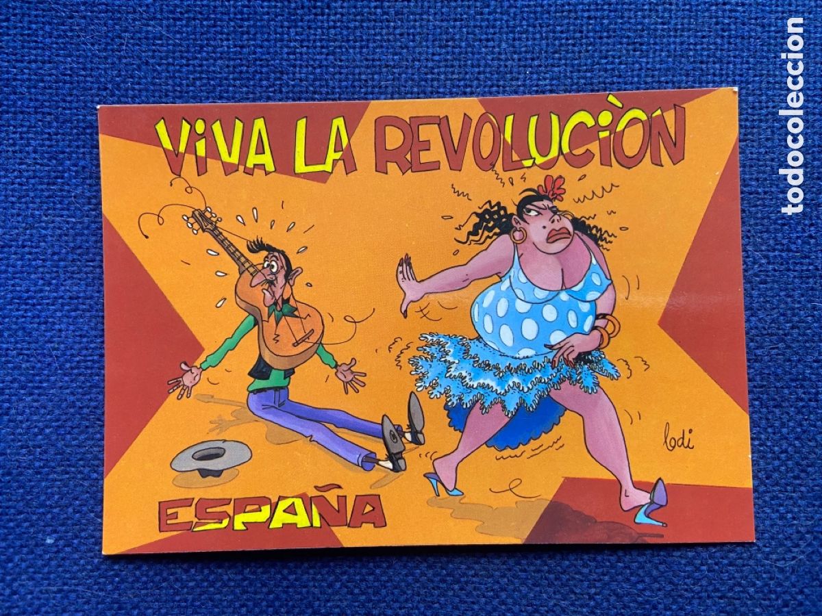 Postkarten: R22073 POSTAL DIBUJO VI&Ntilde;ETA COMICA VIVA LA REVOLUCION ESPA&Ntilde;A FLAMENCO BAILAORA