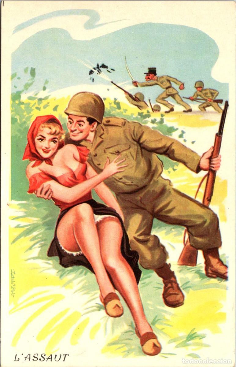 Postkarten: Postal Humor&iacute;stica Francesa &rdquo;L'Assaut&rdquo; - Carriere - Photochrom 383 - 141x90mm