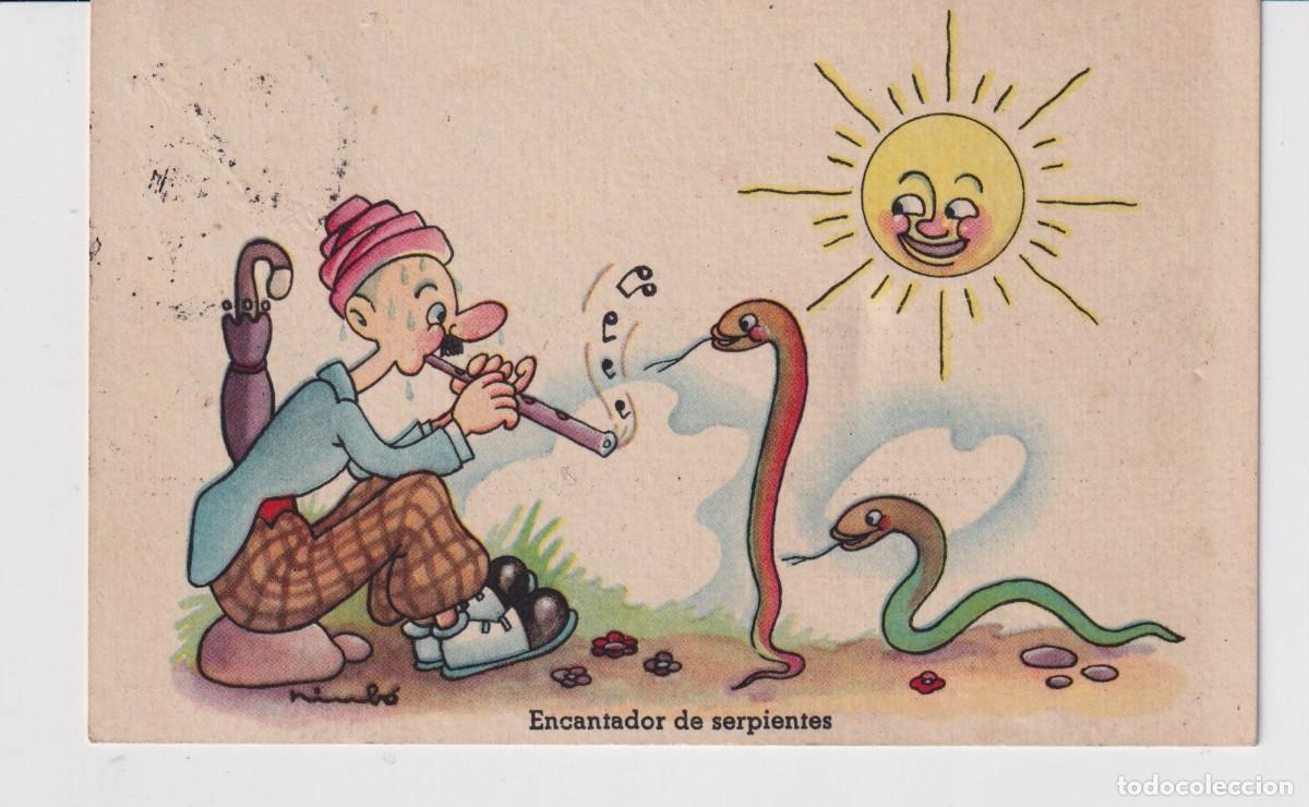 Postcards: POSTAL ENCANTADOR DE SERPIENTES CIRCULADA EL A&Ntilde;O 1944 EDIT&Oacute; C M B