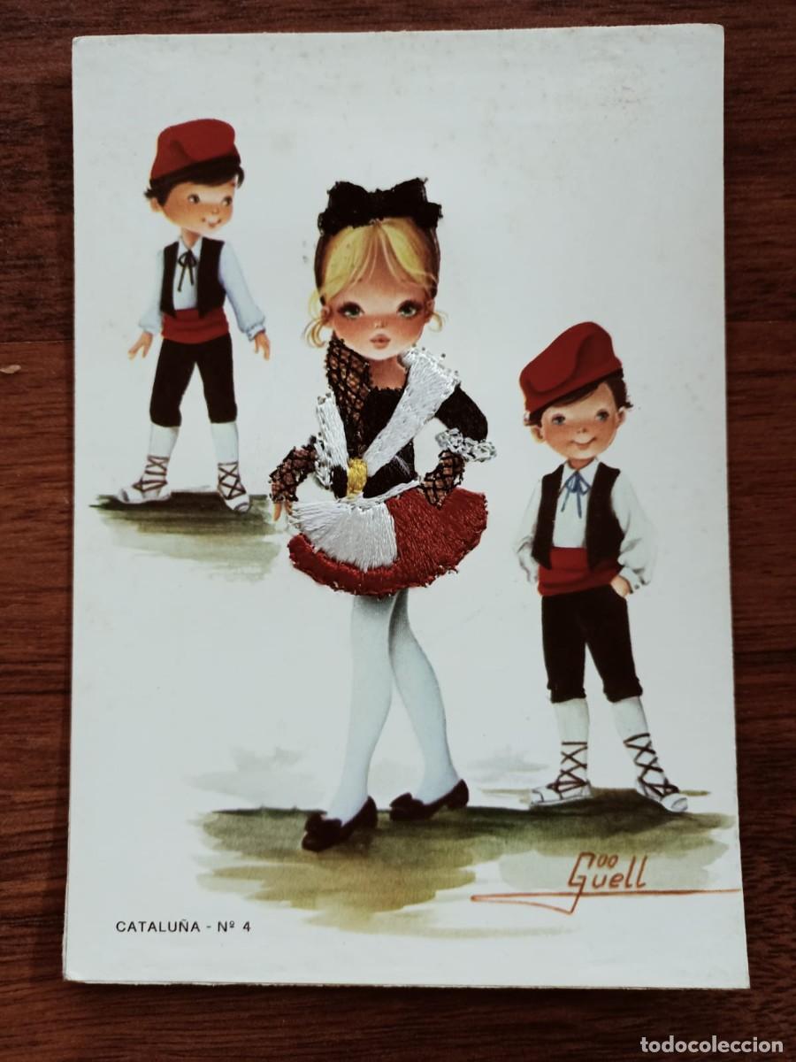 Postales: POSTAL NI&Ntilde;OS TRAJE REGIONAL BORDADO, N&ordm; 4 CATALU&Ntilde;A, ILUSTRACION GUELL,POSTALES ALCALA,A&Ntilde;OS 70