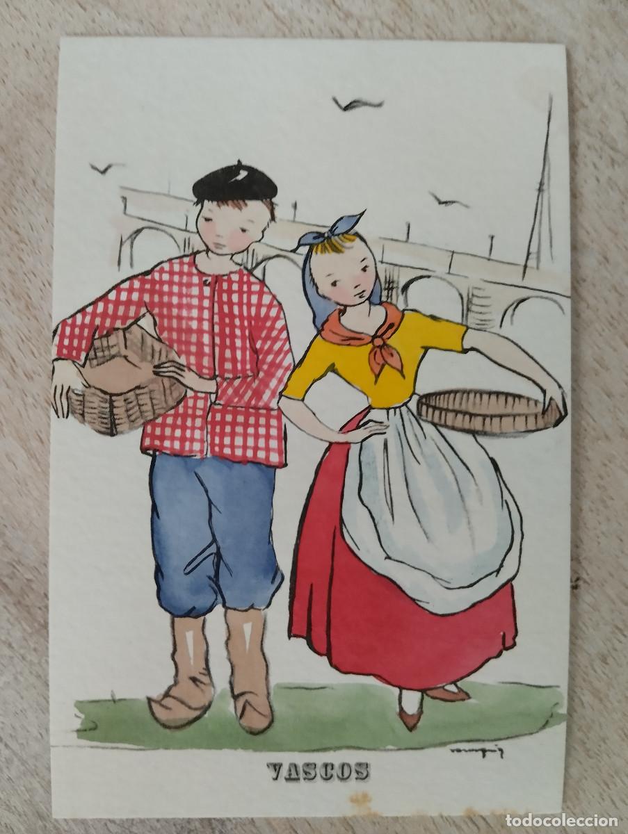 Cartoline: VASCOS. Postal coloreada a mano. Edc. Side S.A. serie C-36 n&ordm; 14, PAIS VASCO. TRAJE TIPICO.