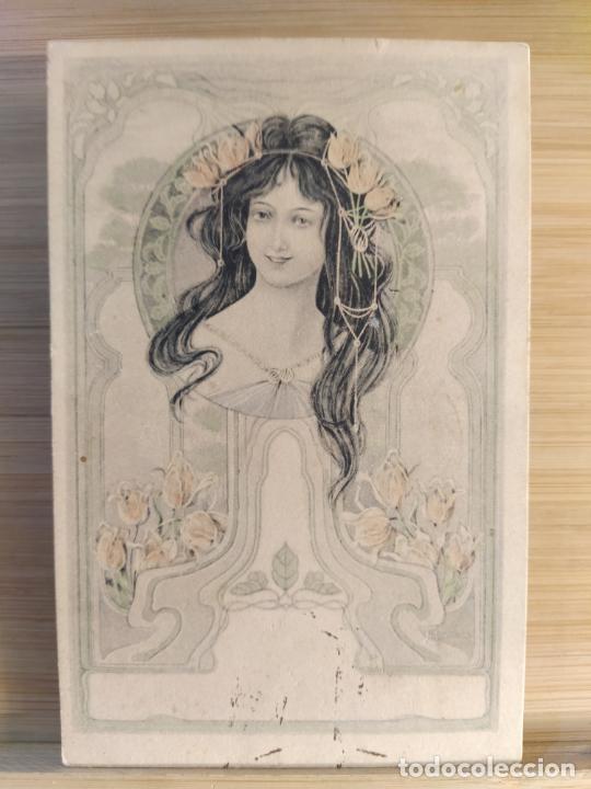Cartoline: POSTAL ANTIGUA MODERNISTA ILUSTRADA-REVERSO SIN DIVIDIR-VER FOTOS-(104.219)