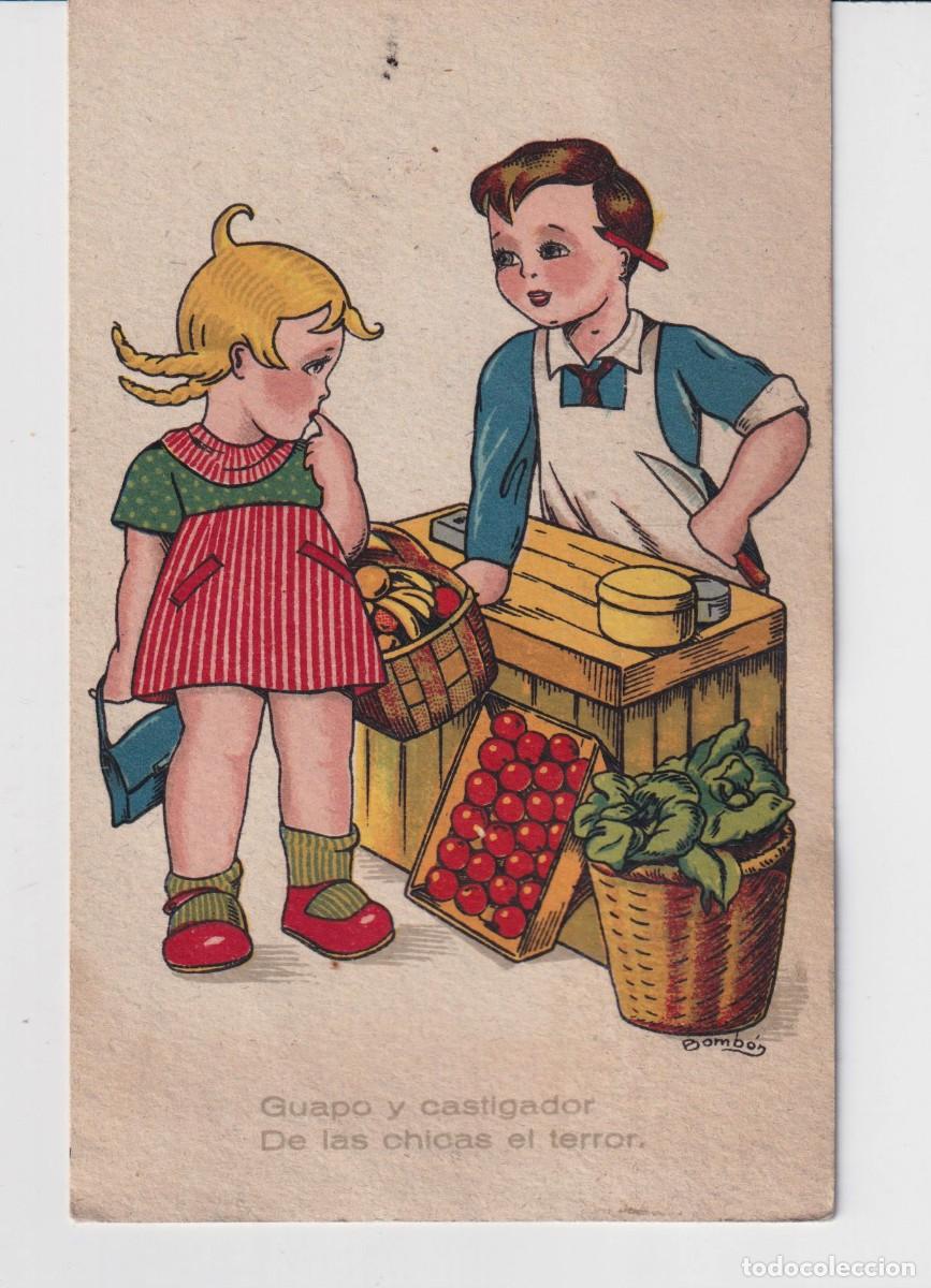 Postcards: POSTAL DE PAREJA EN LA FRUTER&Iacute;A EDITOR DE ARTE IKON DIBUJO BOMB&Oacute;N ESCRITA