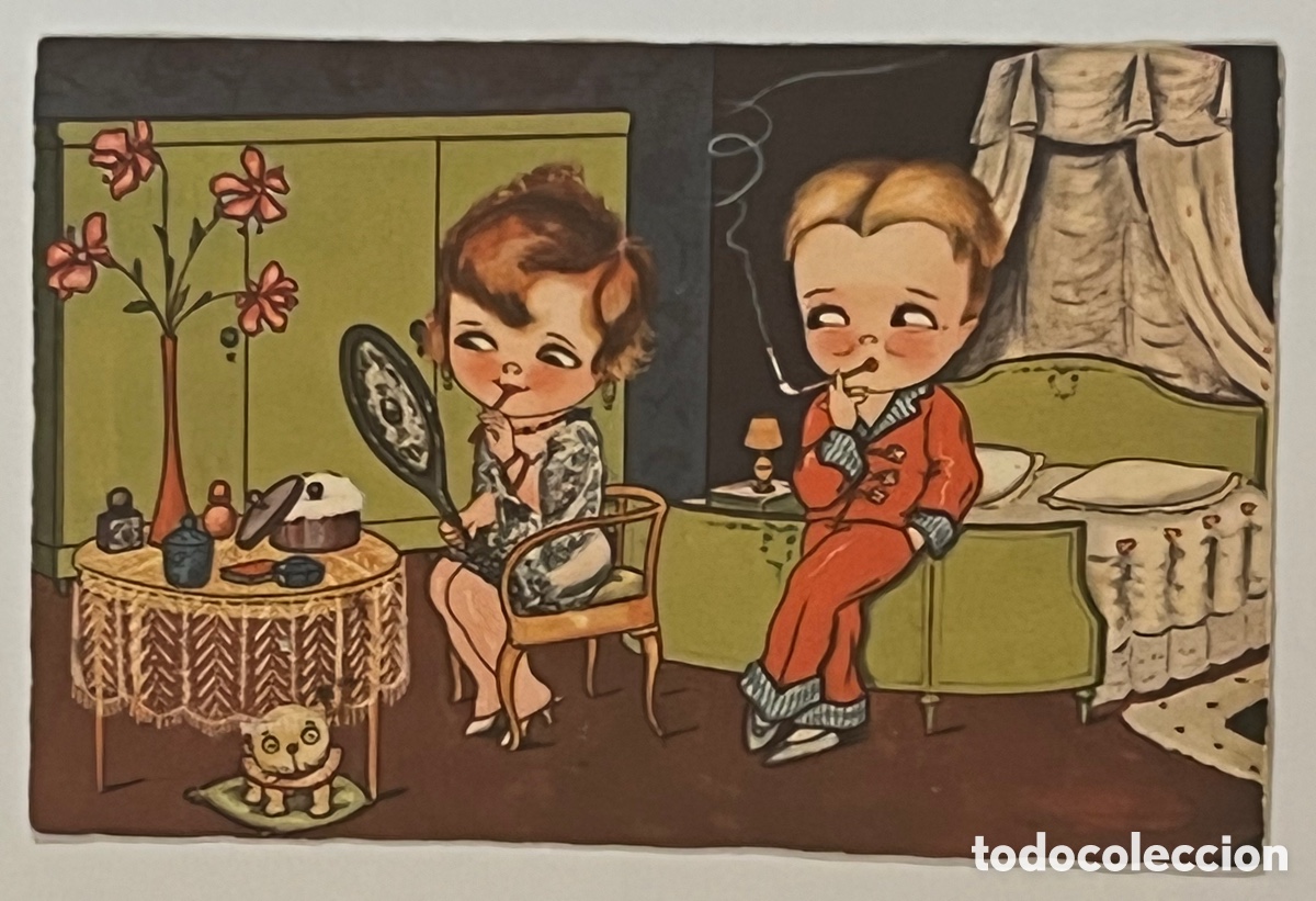 Postkarten: POSTAL: NI&Ntilde;OS EN LA HABITACI&Oacute;N - AMAG 1985 - CIRCULADA EN 1932