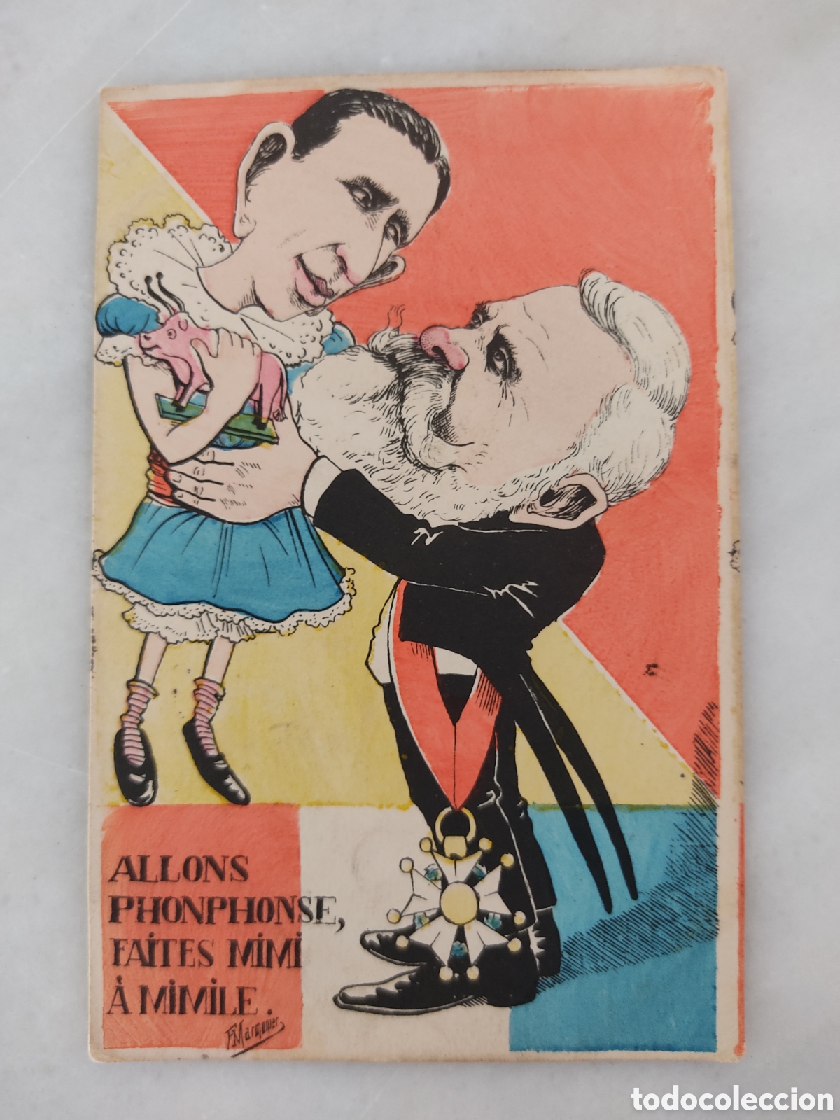 Cartes Postales: antigua postal satirica Alfonso XIII allons phonphonse faites mimi a mimile fetes franco-espagnoles