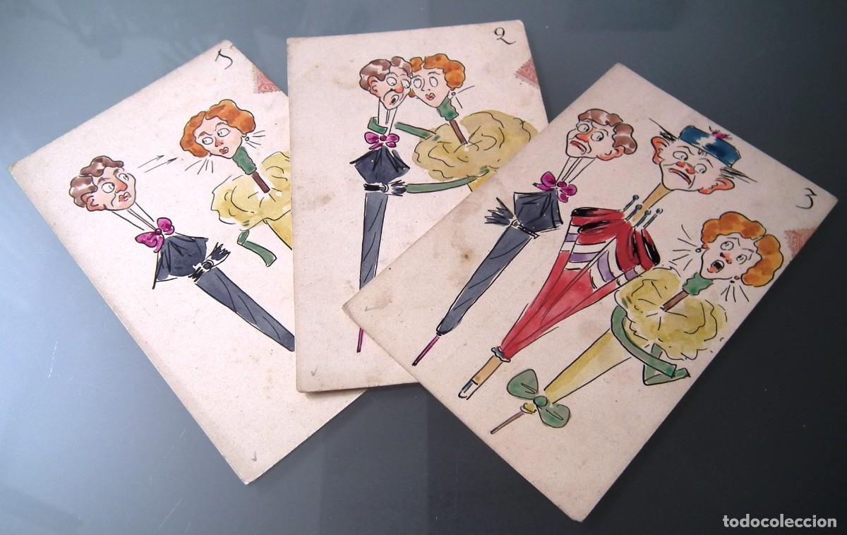 Postais: TARJETAS POSTALES HUMOR&Iacute;STICAS DE AMORES Y DESAMORES DE PARAGUAS - PRINCIPIOS SIGLO XX
