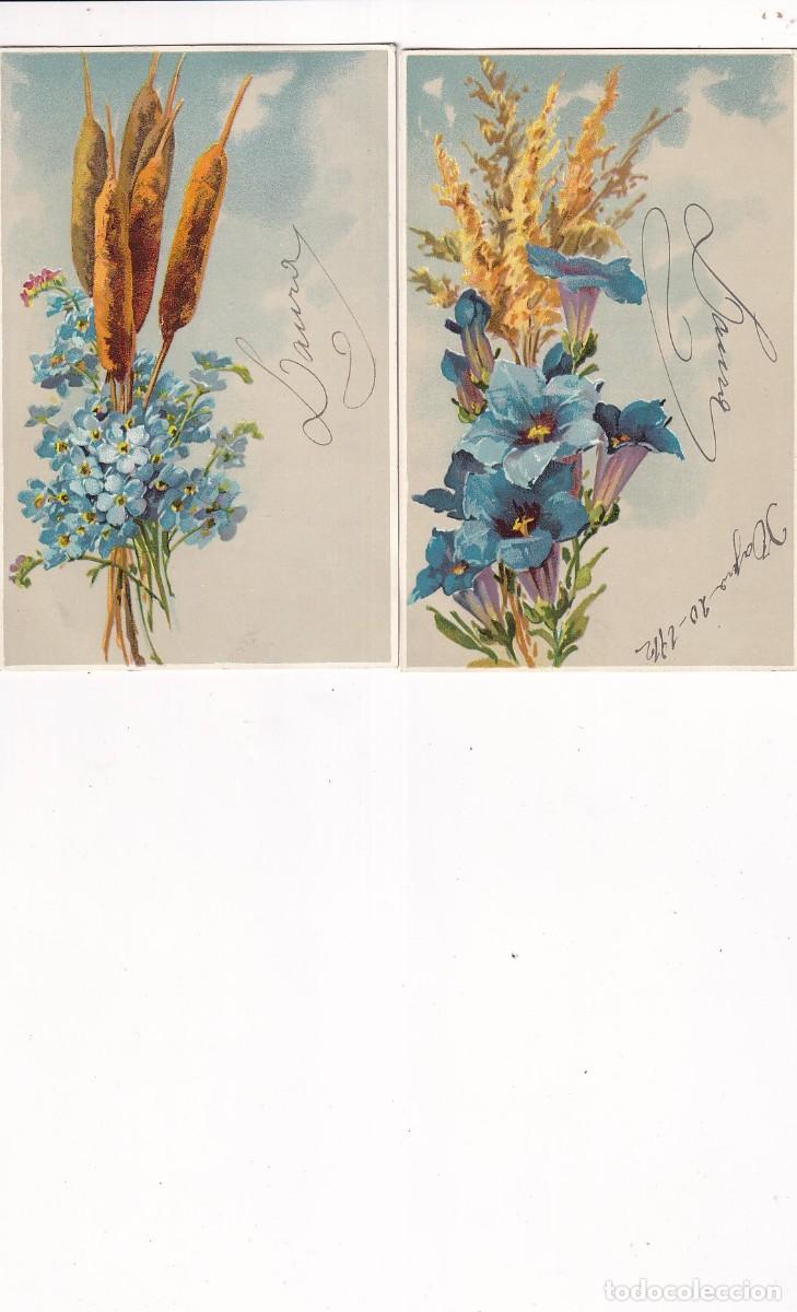 Postkarten: Lote de dos postales de flores. Serie 174 Escrita. Sin circular.