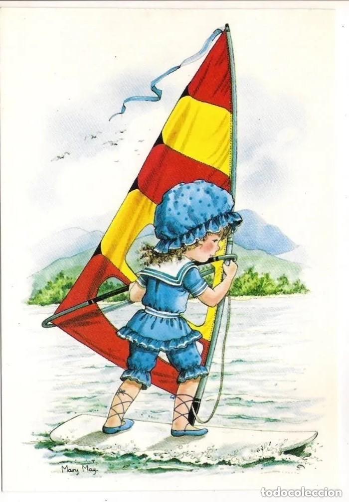 Postais: -78674 POSTAL DIBUJO NI&Ntilde;A HACIENDO WINSURF, ILUSTRACION MARY MAY, EDICIONES PERLA N&ordm; 563/2, PAGSA