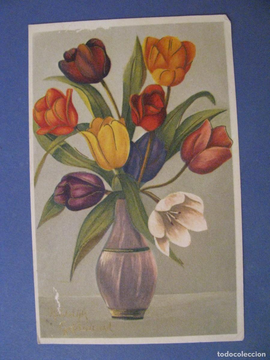 Postais: POSTAL DIBUJO, FLORES. FELICIDADES. PAISES BAJOS. CIRCULADA 1962.