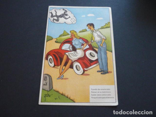 Cartoline: PAREJA Y COCHE POSTAL COMICA