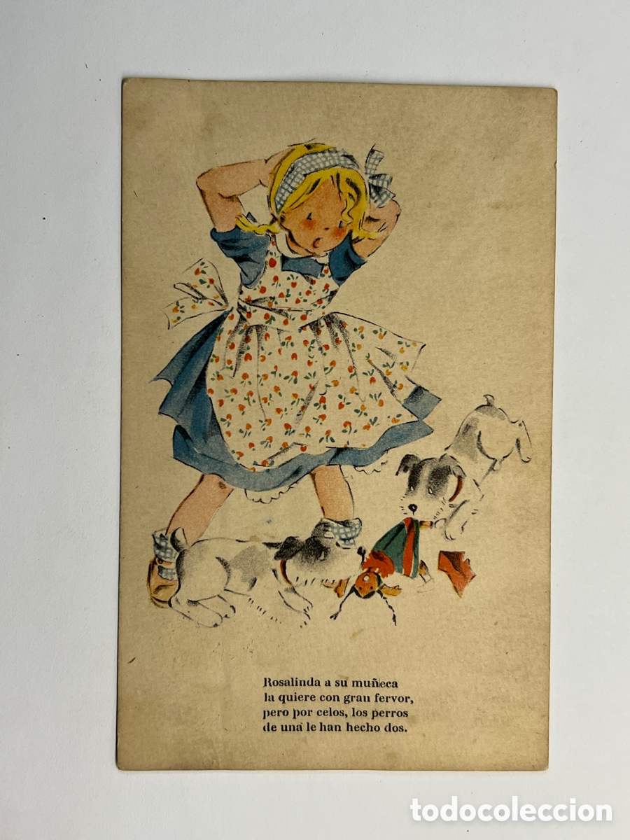 Postcards: DIBUJOS Y CARICATURAS. Postal ROSALINDA Y SUS PERRITOS. EDIC., DE ARTE IKON. S/44 (h.1945?)