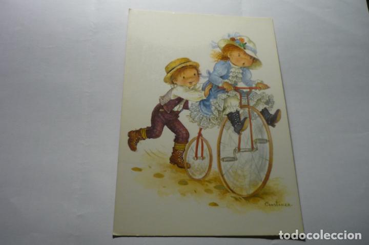 Postcards: postal ni&ntilde;os en bicicleta-dibujo constanza c y z 6084-c