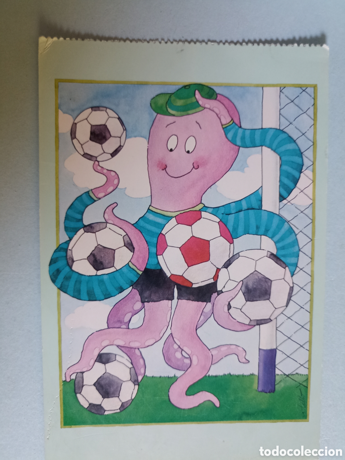 Postkarten: Postal pulpo portero de f&uacute;tlbol - Pedido m&iacute;nimo 3&euro;