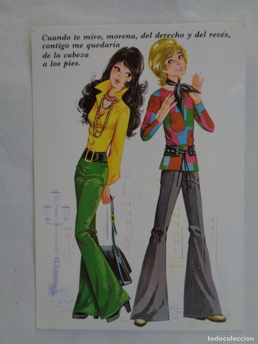 Postkarten: BONITA POSTAL CON DIBUJO DE PAREJA DE JOVENES YE-YES . A&Ntilde;OS 60 - 70