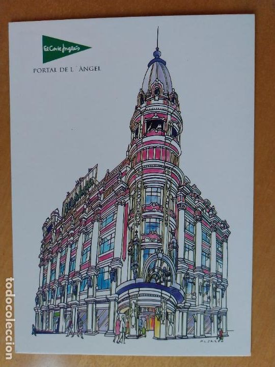 Cartoline: CORTE INGLES PORTAL DEL ANGEL SC POSTAL ILUSTRADA EDIFICIO