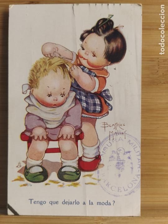 Postais: CENSURA MILITAR BARCELONA-DIBUJO BEATRICE MALLET-POSTAL ANTIGUA-(105.712)